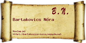 Bartakovics Nóra névjegykártya